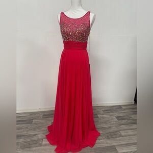 Embellished Coral Evening Gown